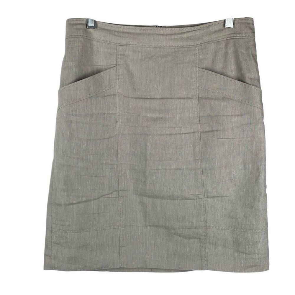 Ann Taylor Linen Blend Pencil Straight Skirt Light Tan 6